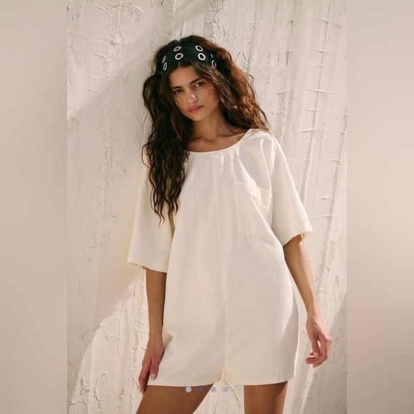 Free People Light White Dean Romper NWT Oversized Comfy Casual Beach Beauty XL - Picture 2 of 7